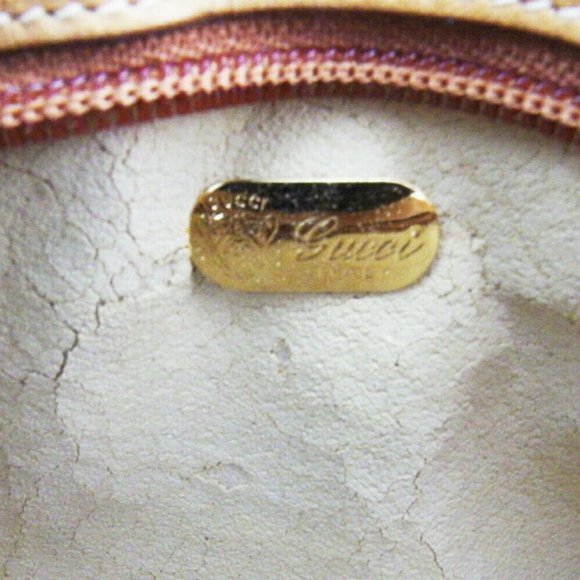 GUCCI Poach Micro GG Beige PVC ~ Leather Authentic USED - Picture 8 of 8